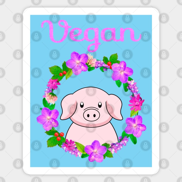 Vegan, cute pig design Magnet by Purrfect